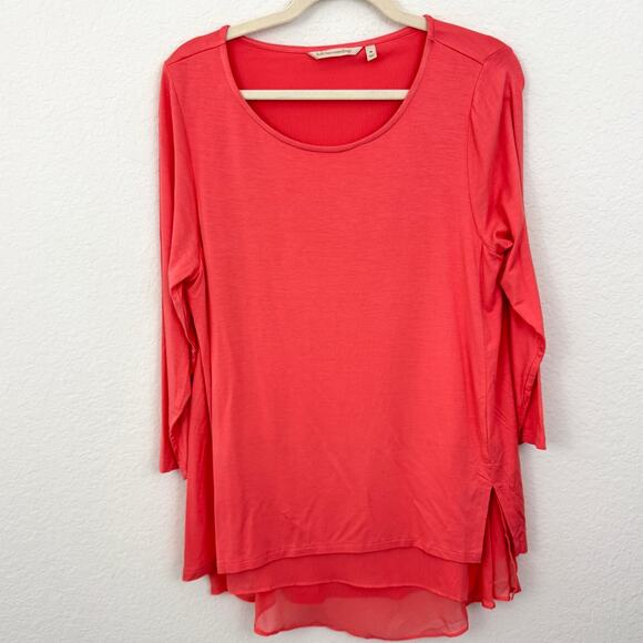 Soft Surroundings Womens Tunic Top Size M Petite Asymmetrical Hem Orange - Picture 1 of 6